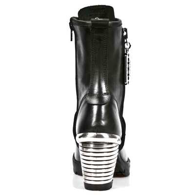 M.7901 S2 Black New Rock Cowboy Boots with Silver Flame Detail M.7901 S2 Black New Rock Cowboy Boots with Silver Flame Detail